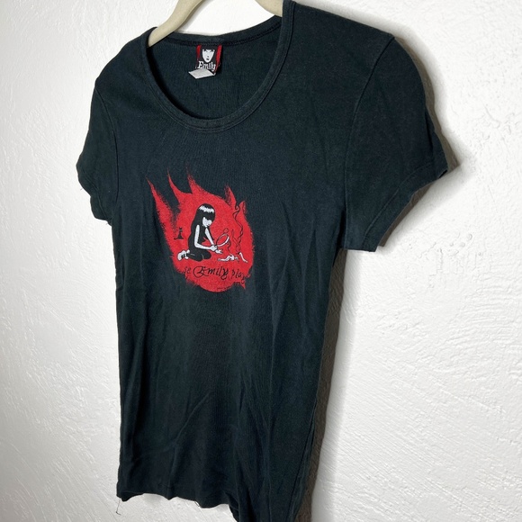 Vintage Emily Strange See Emily Play Graphic Cap Sleeve Tee Shirt XS - Picture 7 of 14